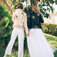 Bridal Faux Leather Jacket with Flowers - Custom jackets