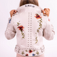 Bridal Faux Leather Jacket with Flowers - Custom jackets