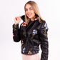 Bridal Faux Leather Jacket with Flowers - Custom jackets