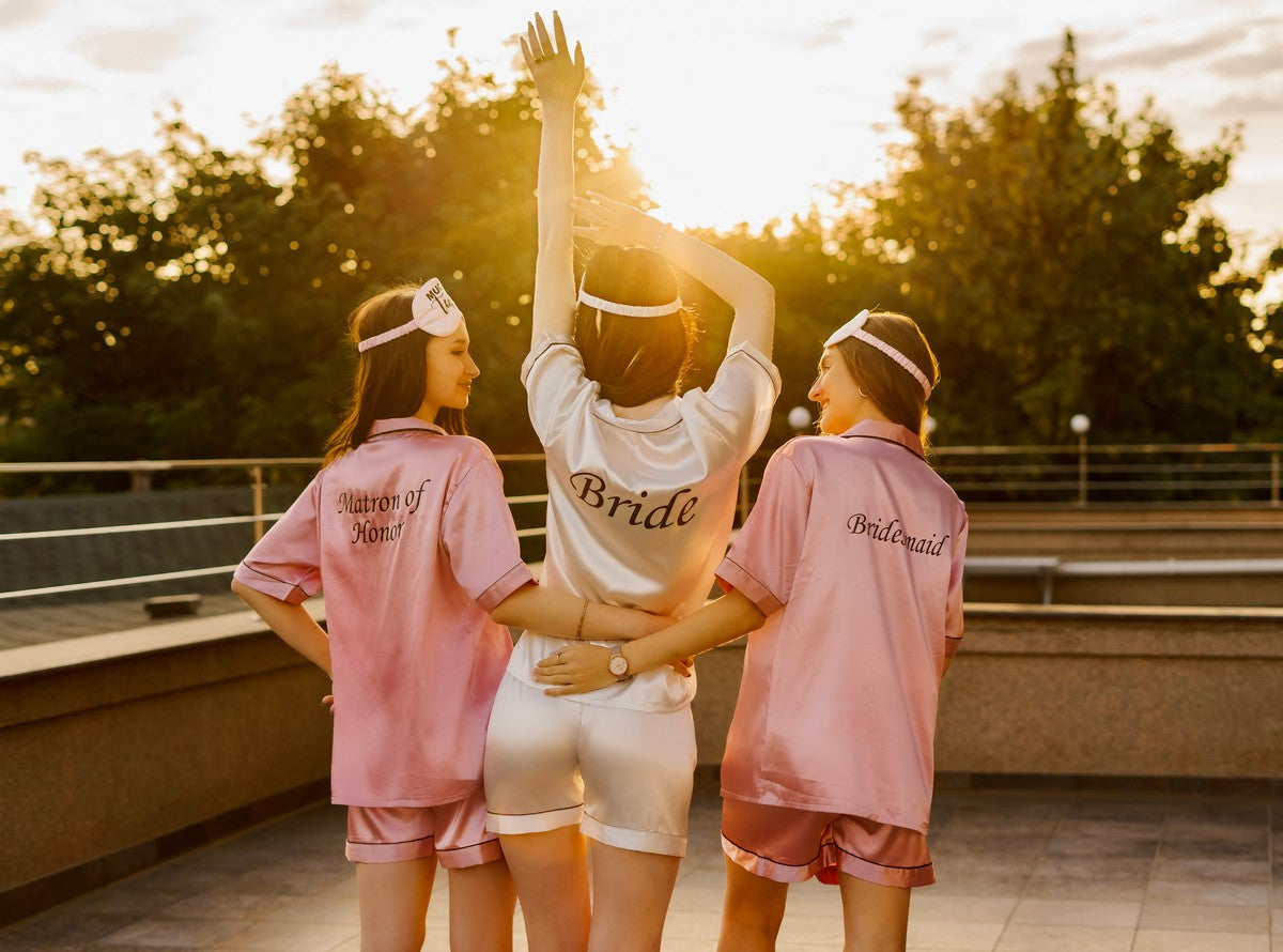 Bridal Shower Custom Pajama Set Short Sleeves+Shorts - 