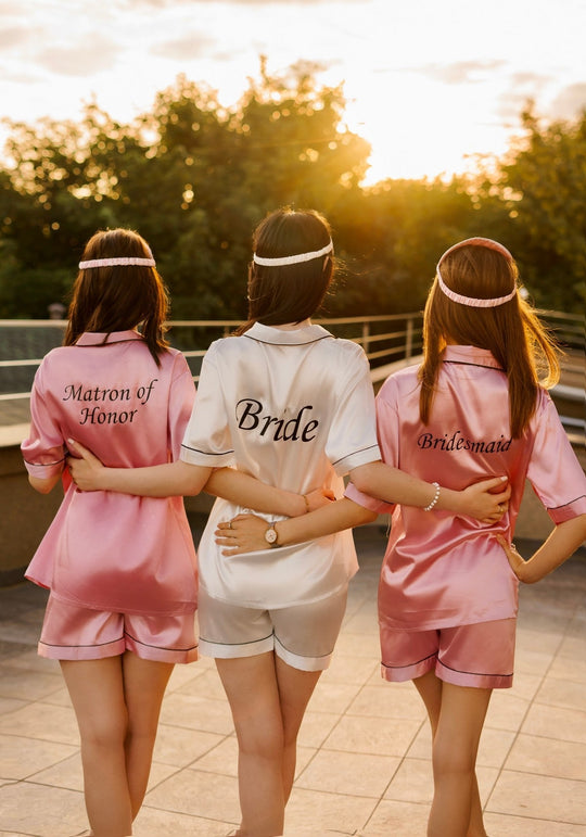 Bridal Shower Custom Pajama Set Short Sleeves+Shorts - 