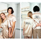 Bride and Groom Satin Pajama Sets for Couple Short Sleeves +