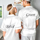 Bride and Groom Satin Pajama Sets for Couple Short Sleeves +