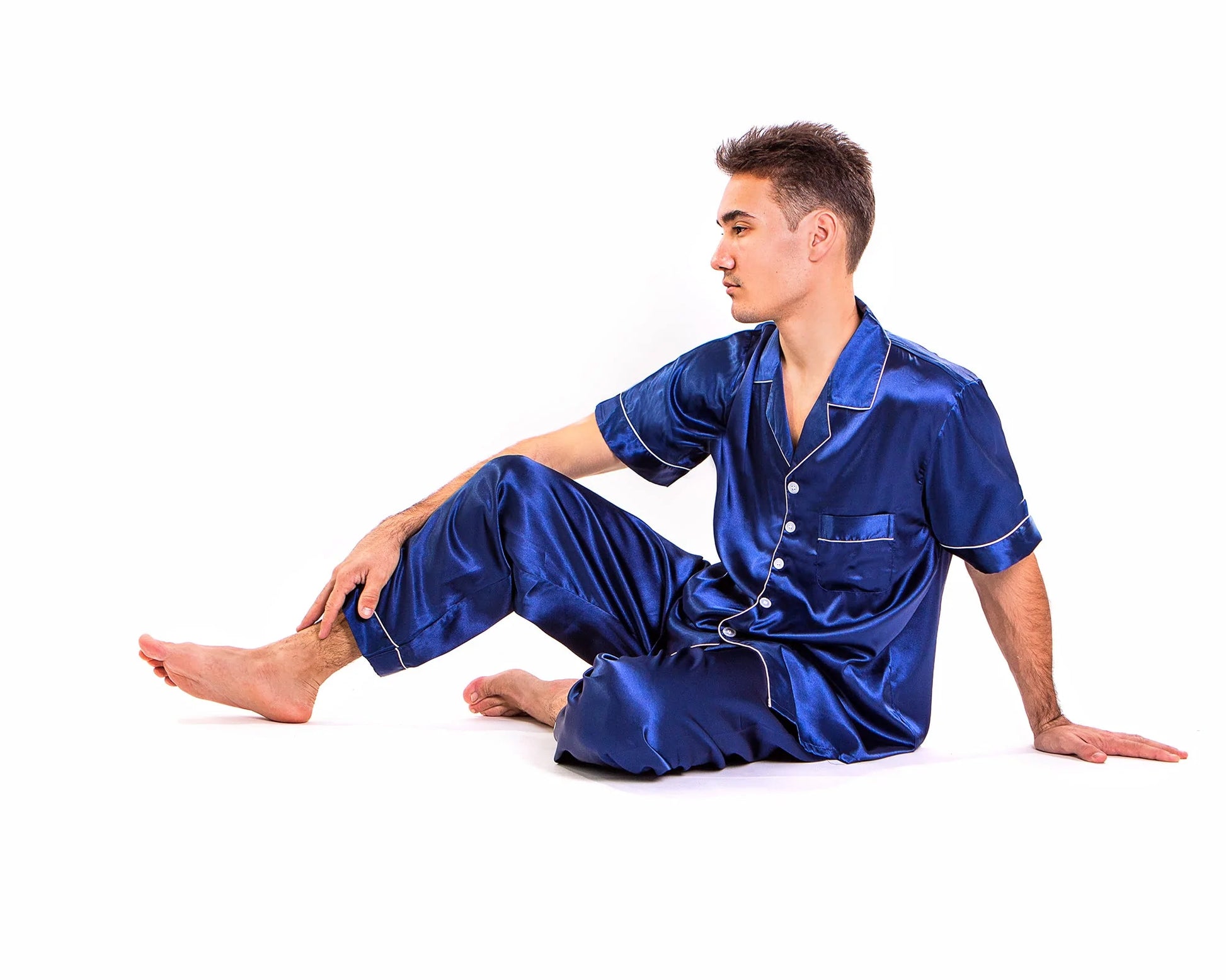 Bride and Groom Satin Pajama Sets for Couple Short Sleeves +