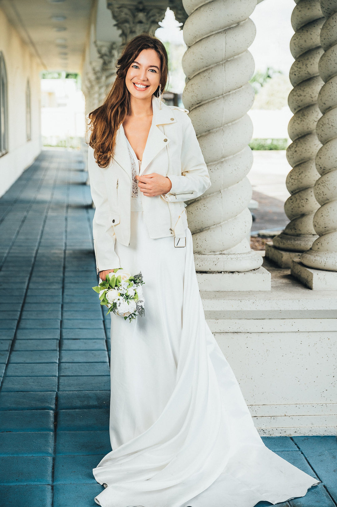 Bridal Shops Wedding Dress Leather Jacket Gown Bride In Leather