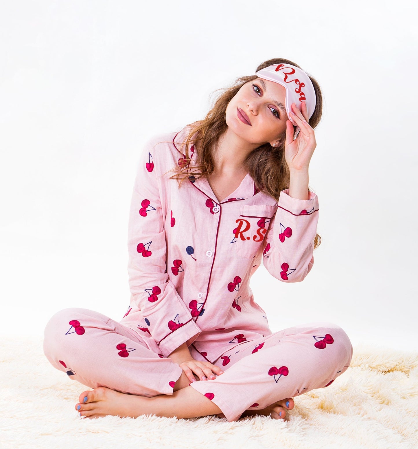 Cherry Print Cotton Pajama Set