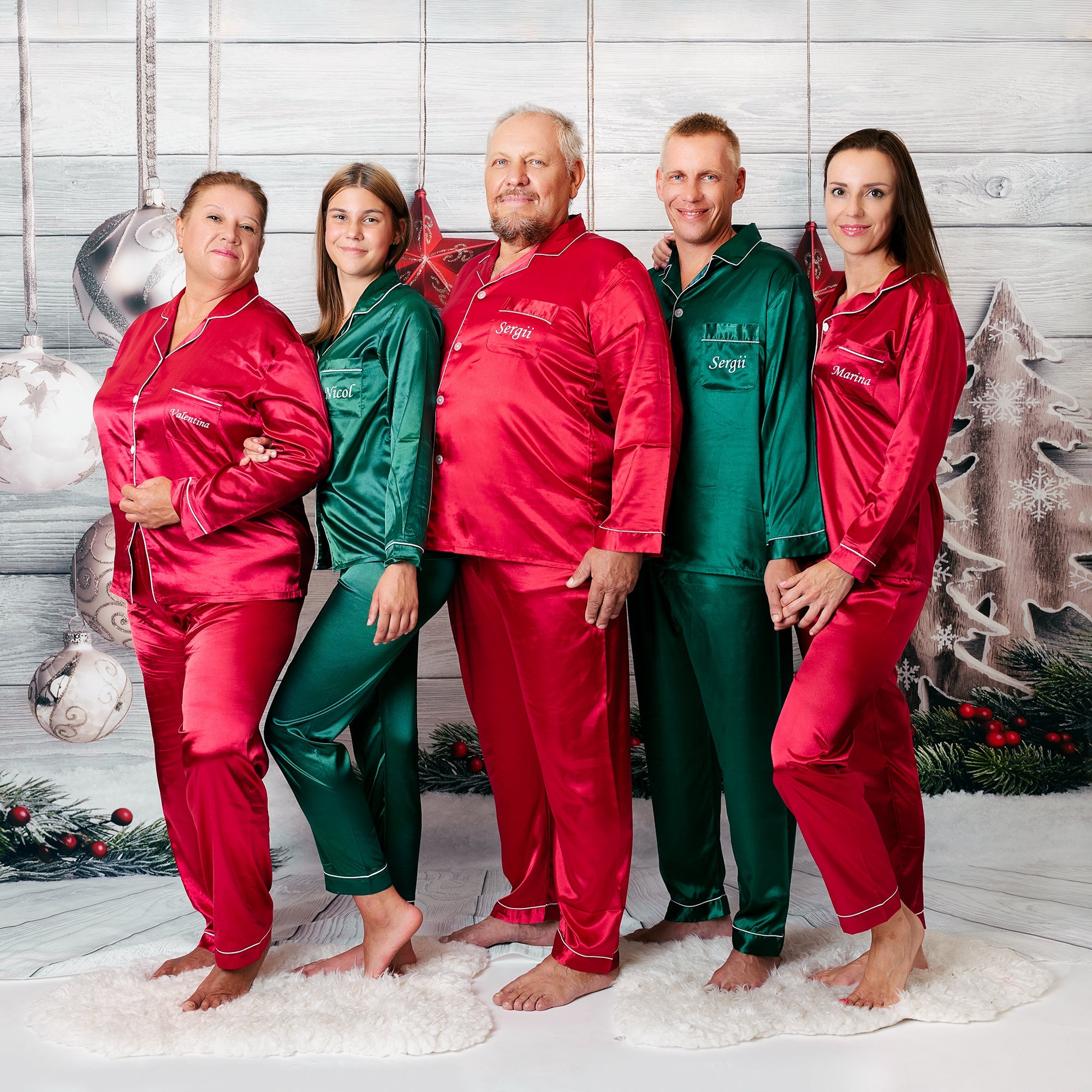 Red satin best sale christmas pajamas