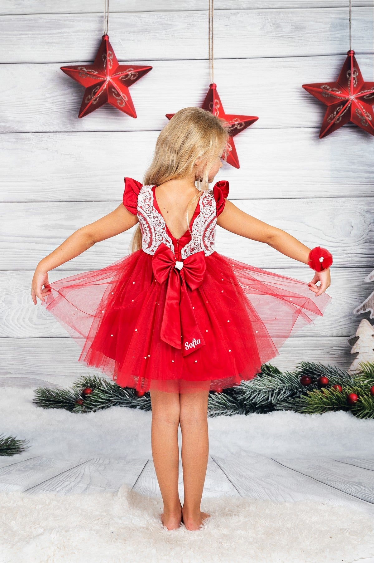 Christmas Girl Lace Dress - Kids clothes