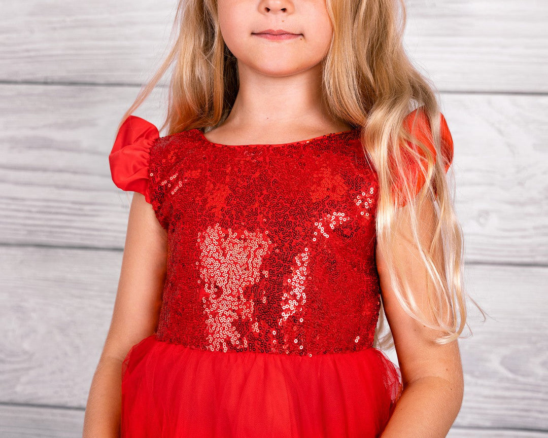 dress in red with festive accessories kids Girls Festive Red Sleeveless Tutu Dress 11 Years / Red