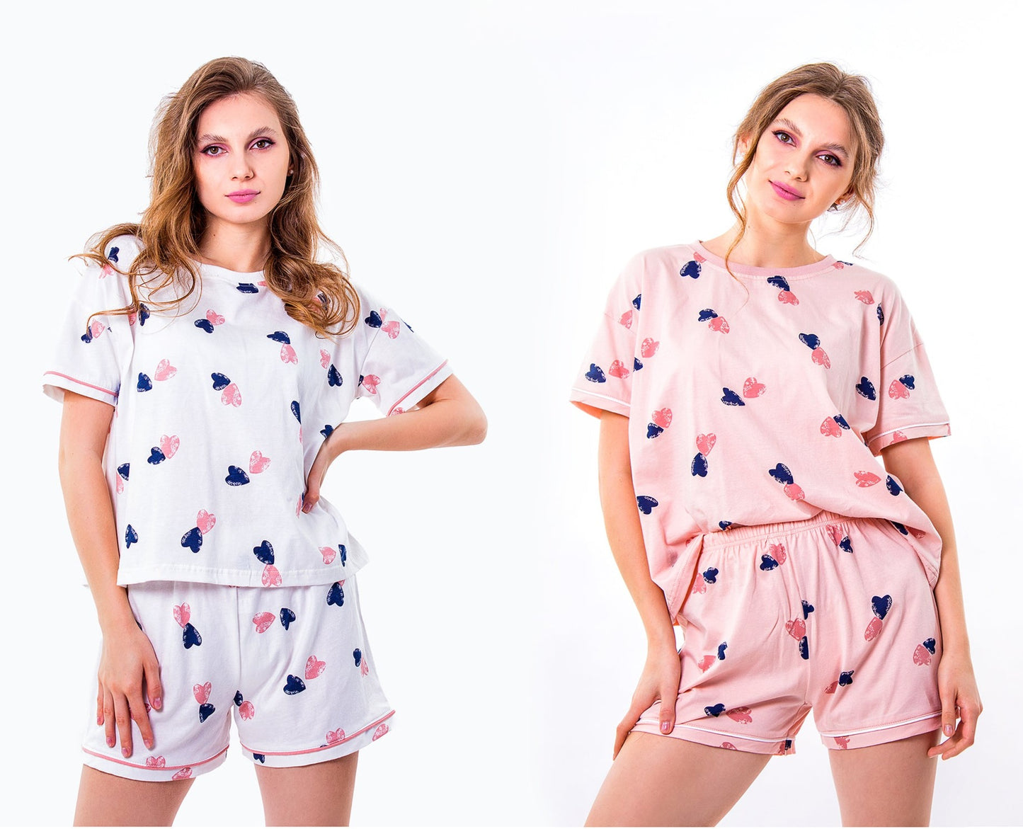 Cotton Hearts Print Pajama Set