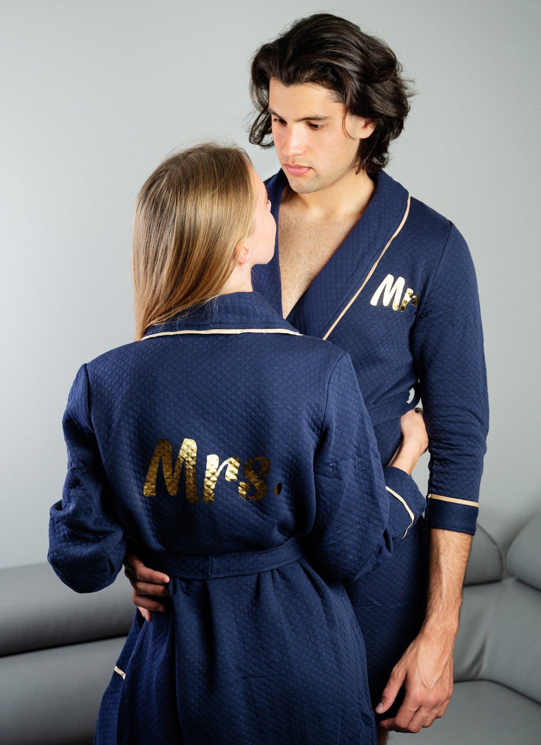 Collar Personalized Matching Bathrobes For Couples - custom 