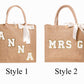 Bride Beach Tote Bag Personalized with Patches Letters