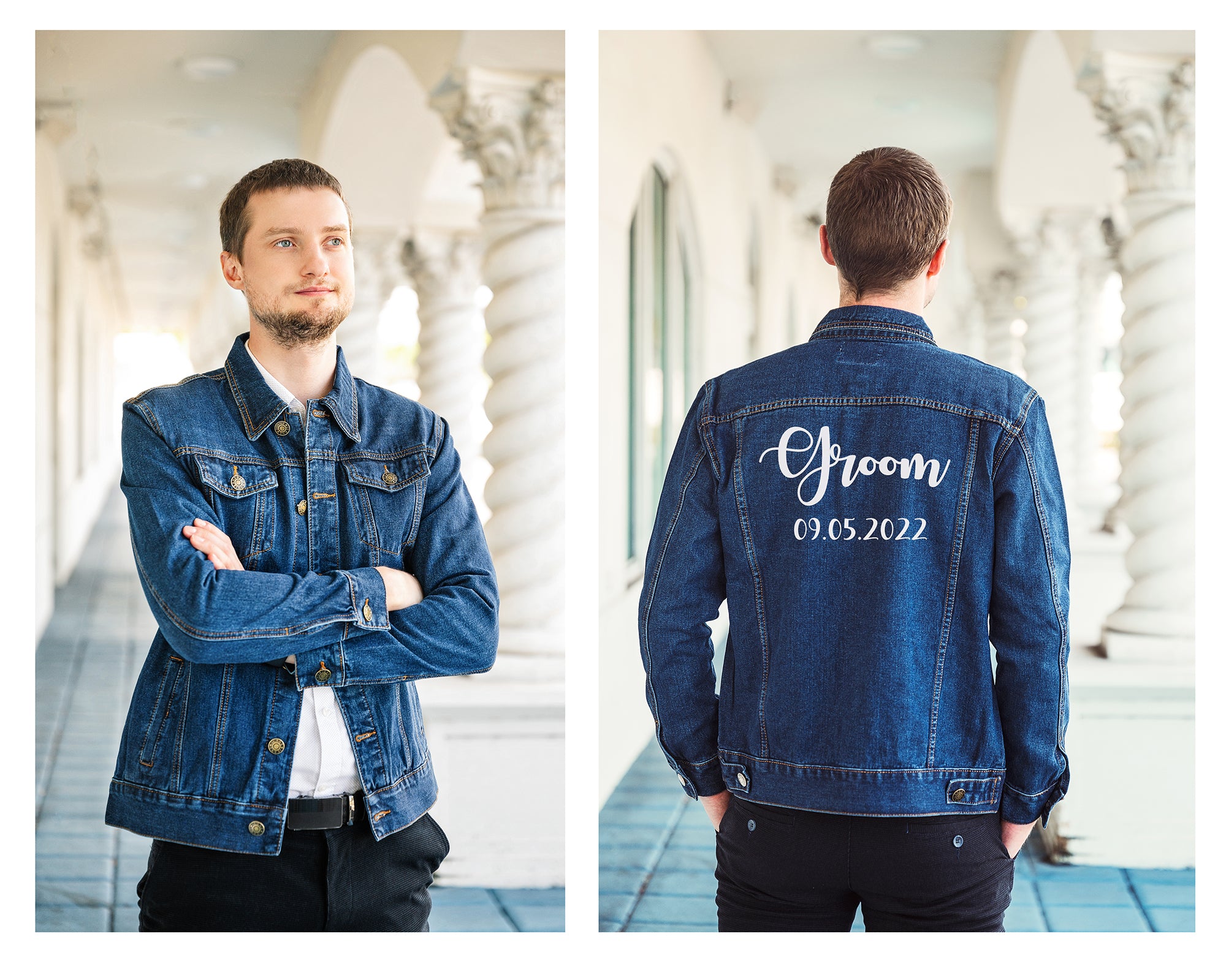 Custom denim jacket on sale men