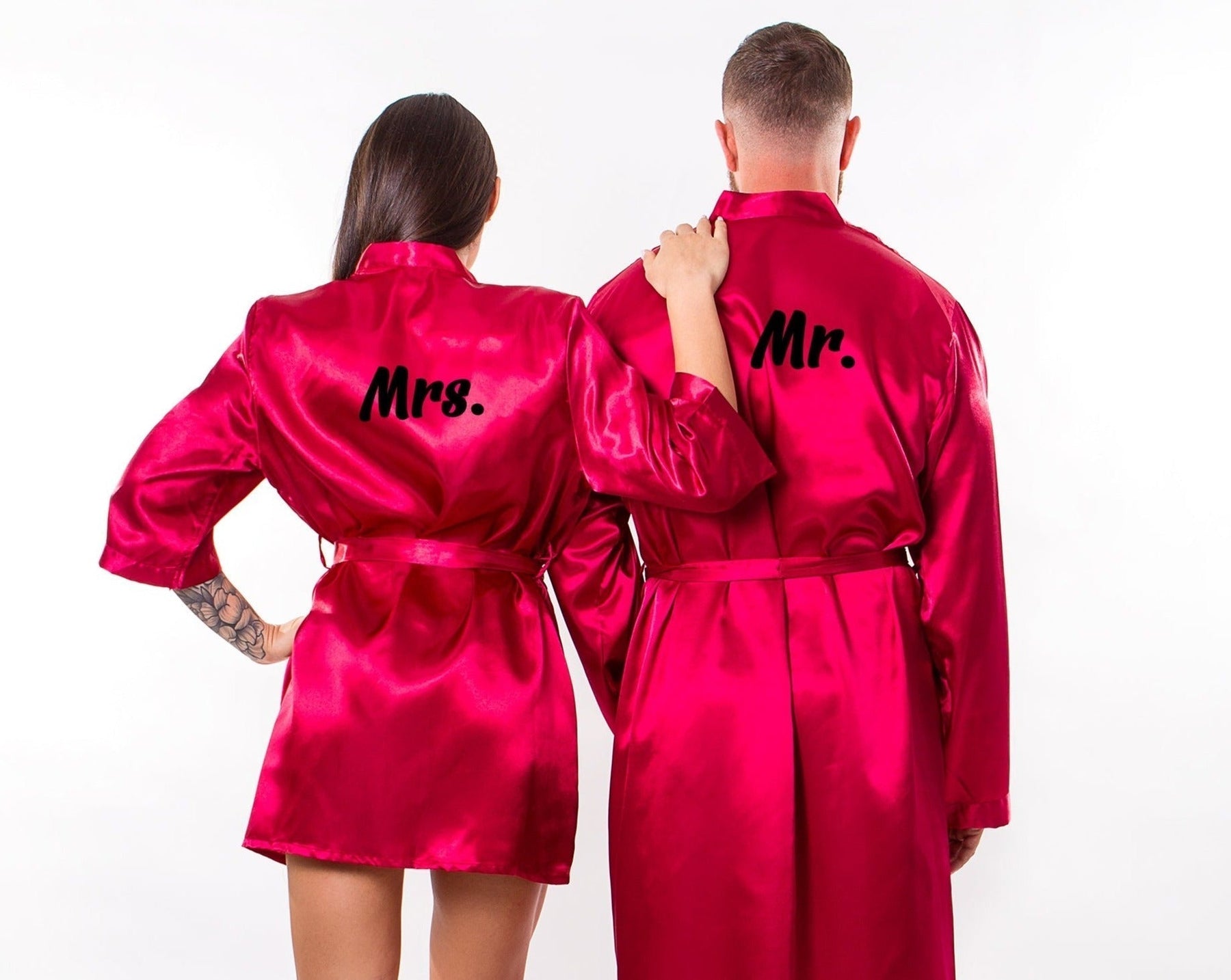 Valentine Robe Couple Customized Satin Robes for Her and Him-Valentine's Day Gift ...