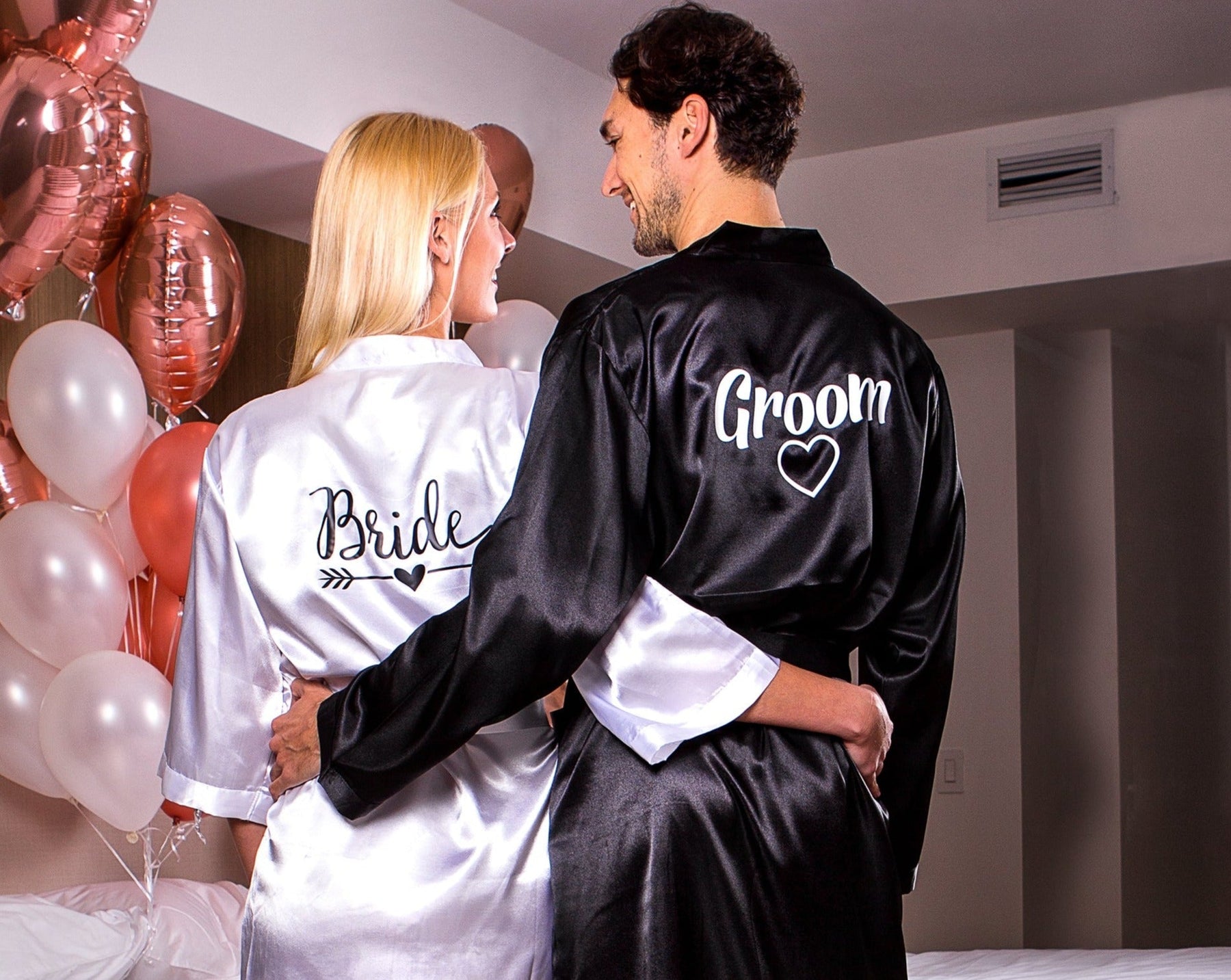 Valentine Robe Couple Customized Satin Robes for Her and Him-Valentine's Day Gift ...