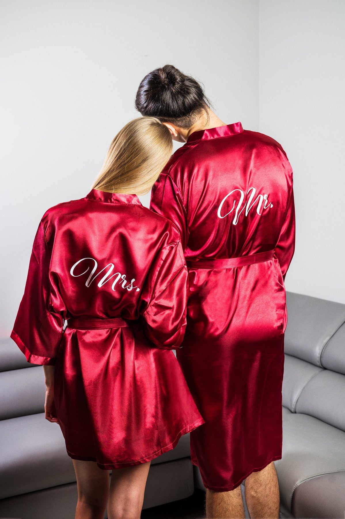 Romantic Short Robe Couple Customized Satin Robes for Her and Him-Valentine's Day Gift ...
