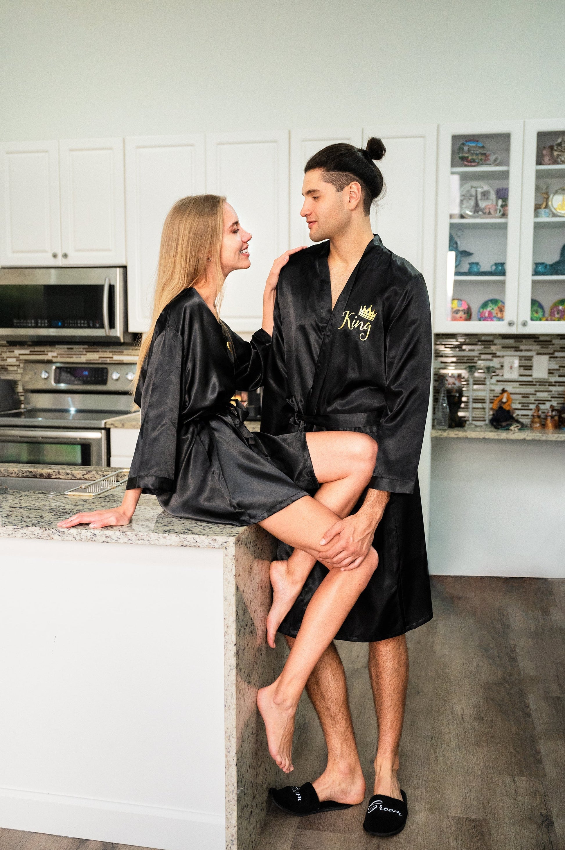 Matching Satin Robes Groom and Bride - women’s robes