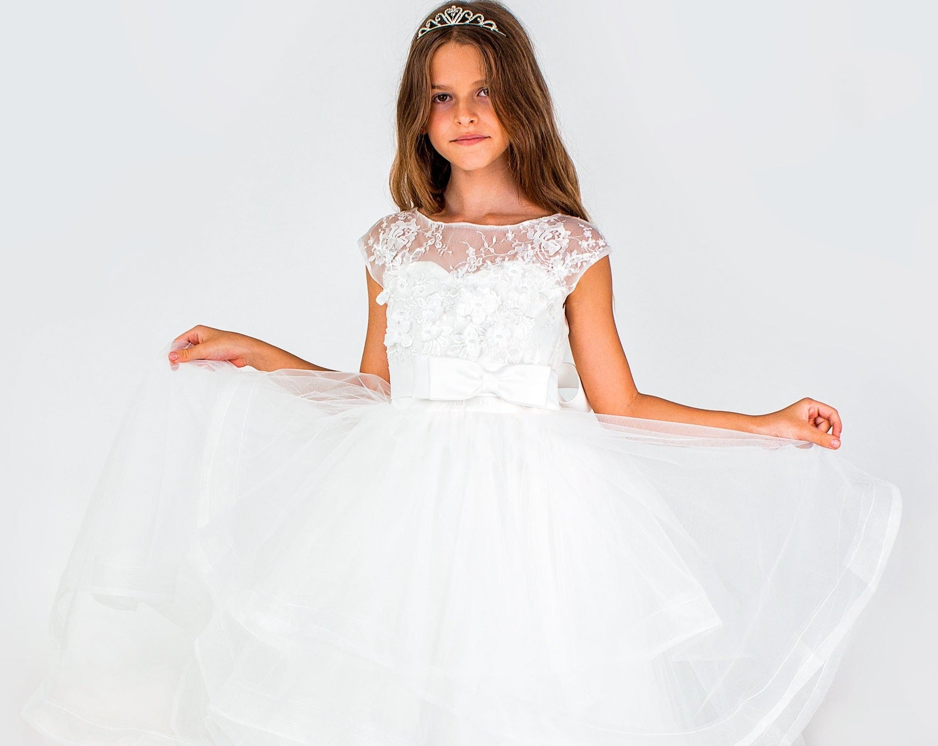 Flower Girl Dress outlet All White Many Layers Heart Opening On Back