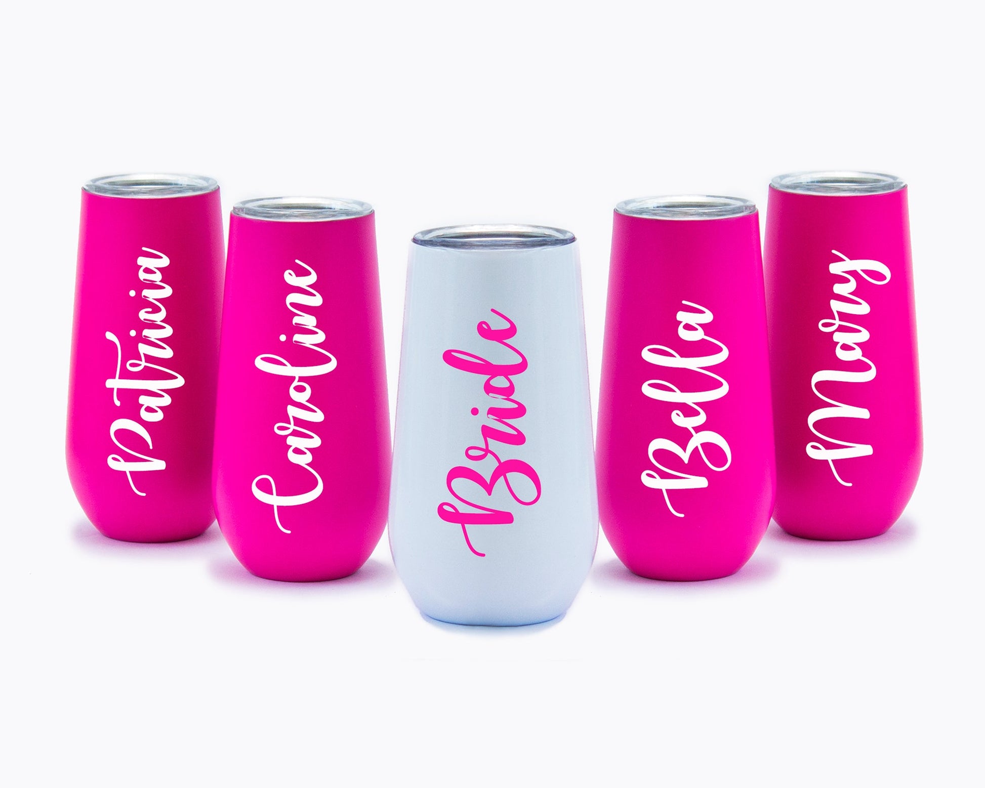 Custom Bachelorette Metallic Champagne Flutes - Tumblers