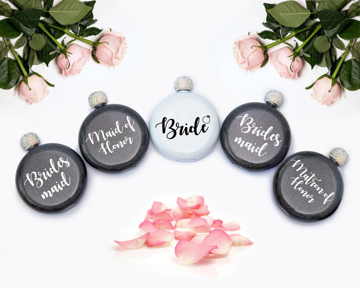 Custom Bachelorette Rhinestone Flasks - Tumblers
