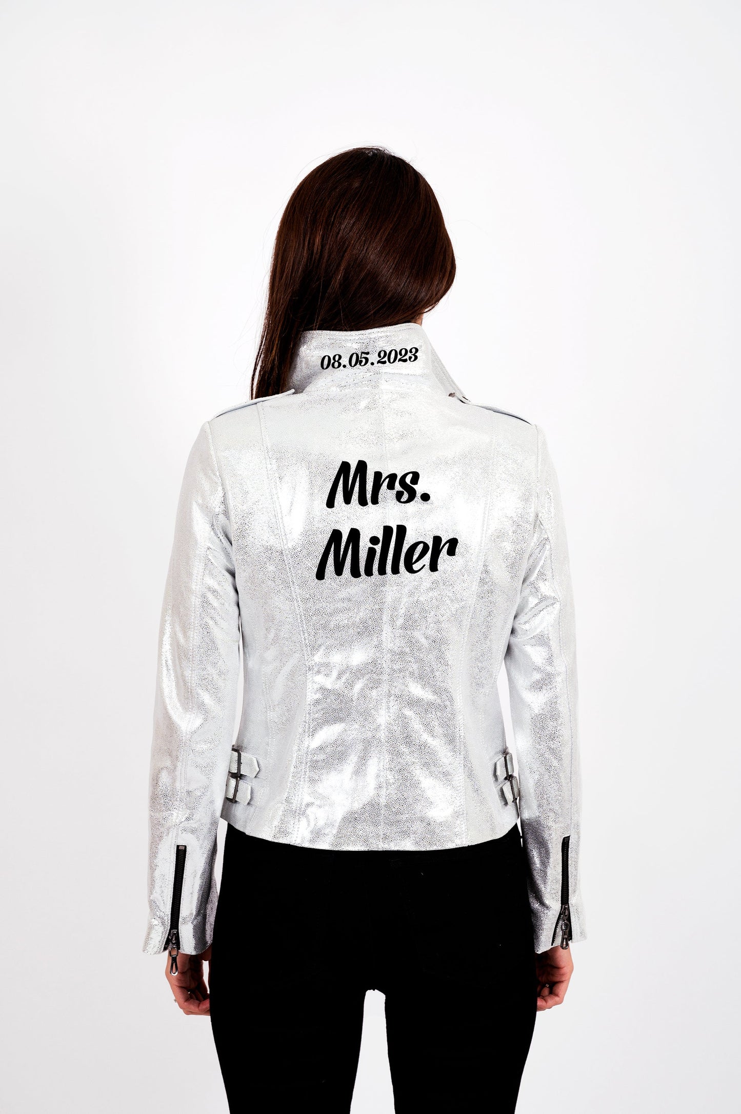 Custom Genuine Leather Jacket for Wedding with Date under