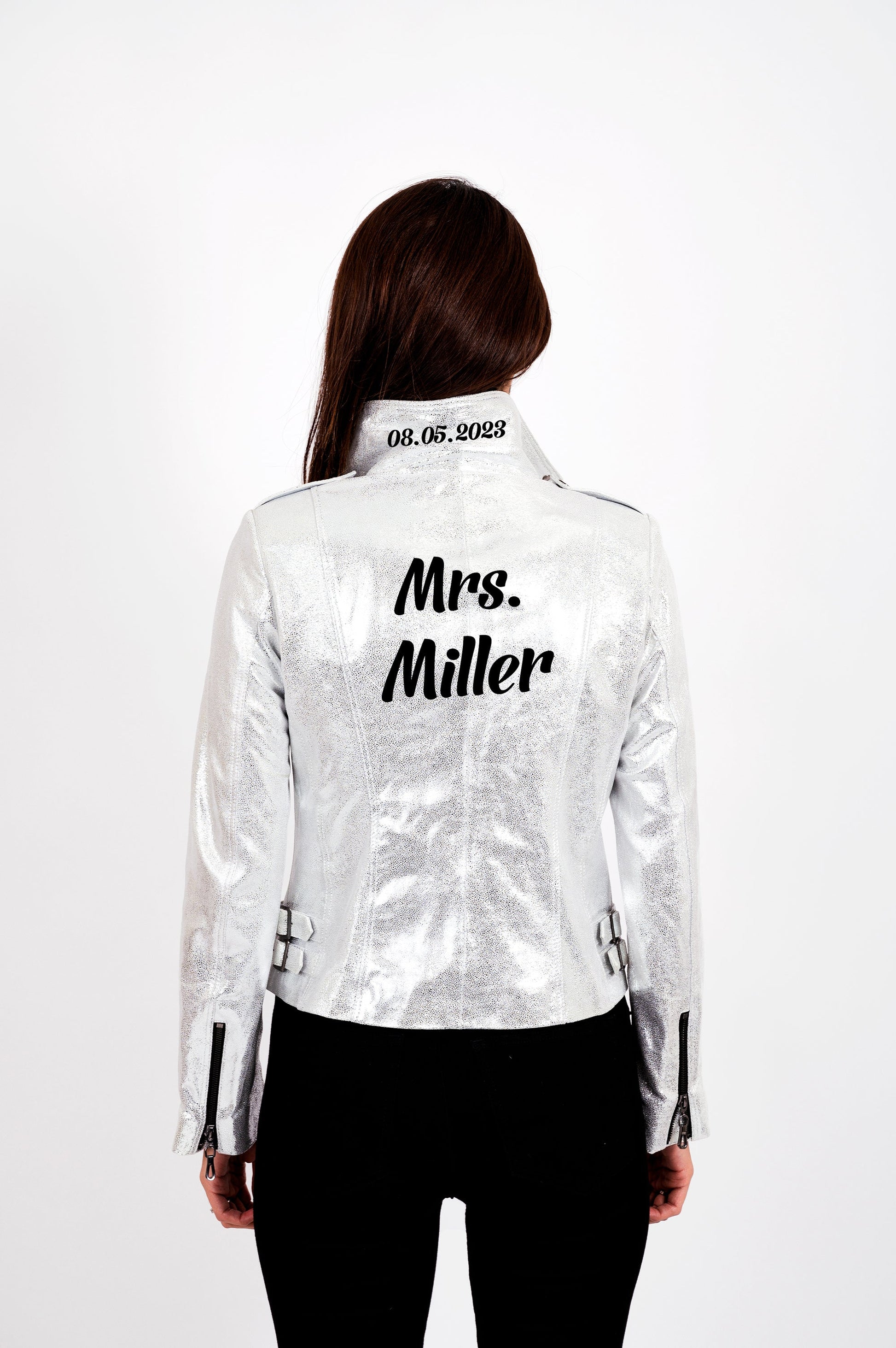 Custom Genuine Leather Jacket for Wedding with Date under