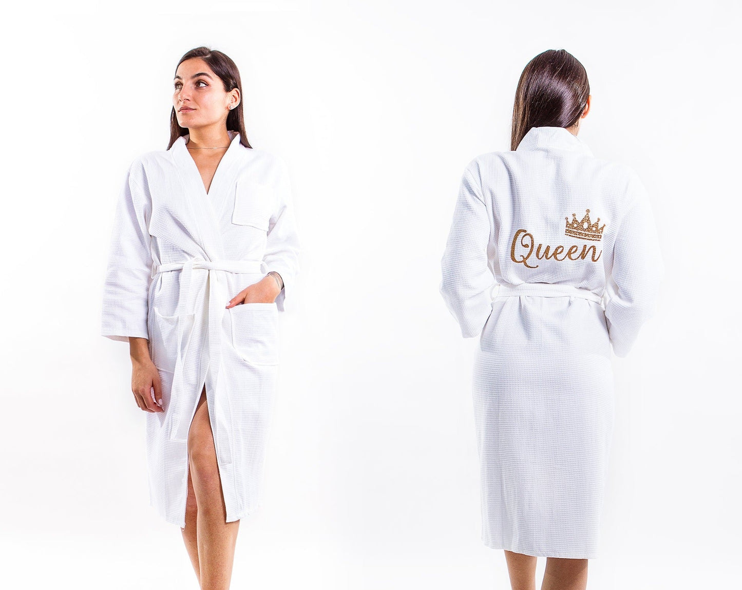 Custom Long Waffle Cotton Bathrobes - custom bathrobes