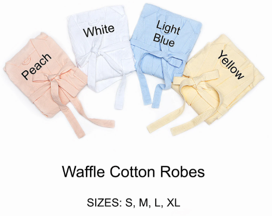 Custom Long Waffle Cotton Bathrobes - custom bathrobes