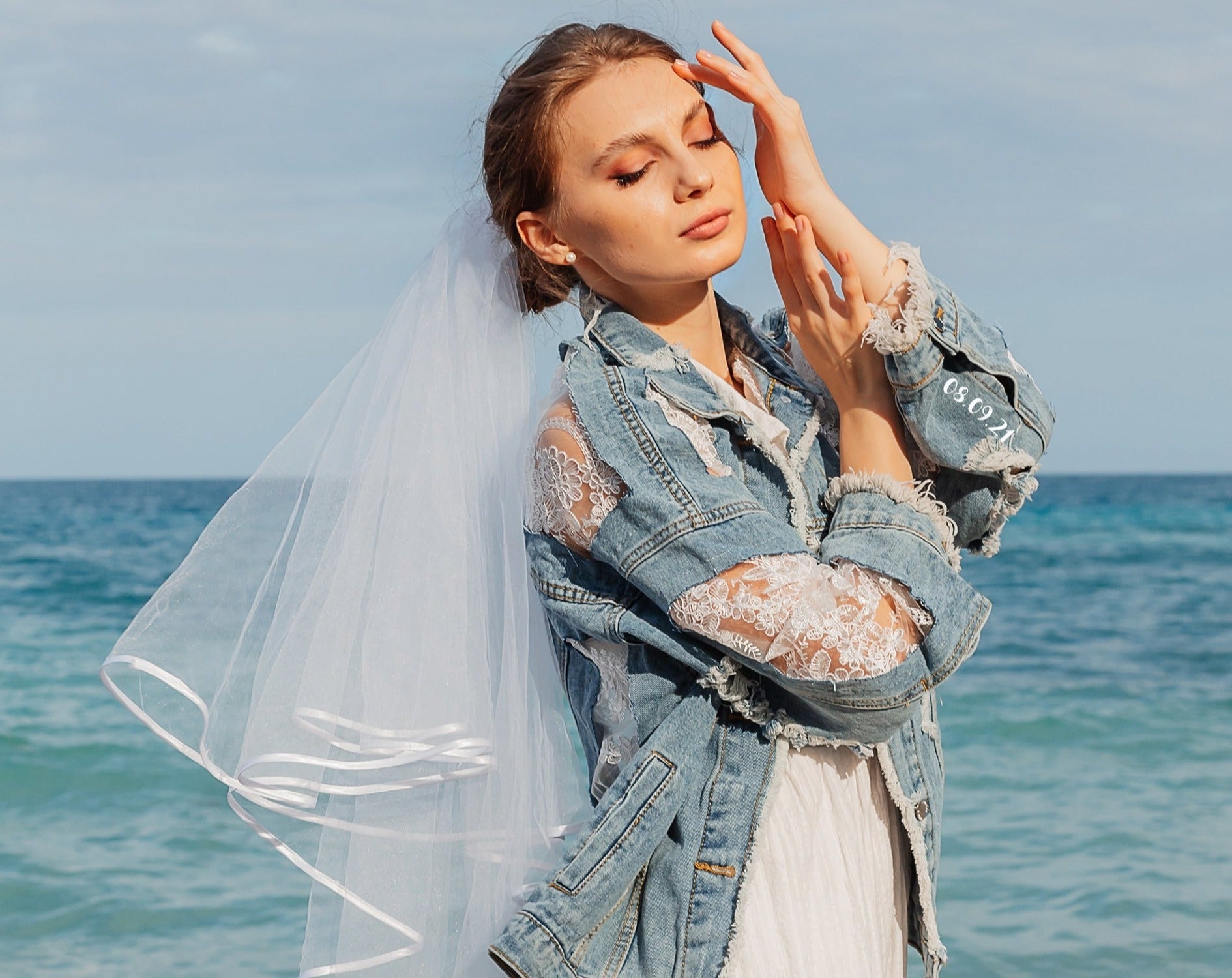 Personalized Flap Pocket Cropped Denim Jacket: Customized Wedding