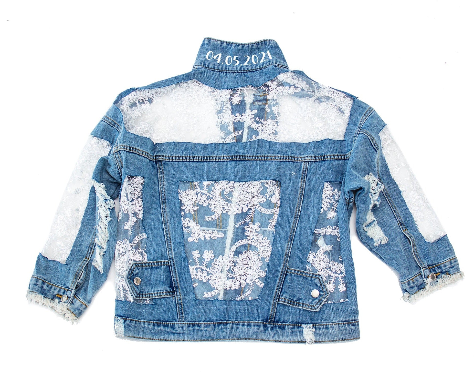 Custom Wedding Lace Bride Denim Jacket - Custom jackets