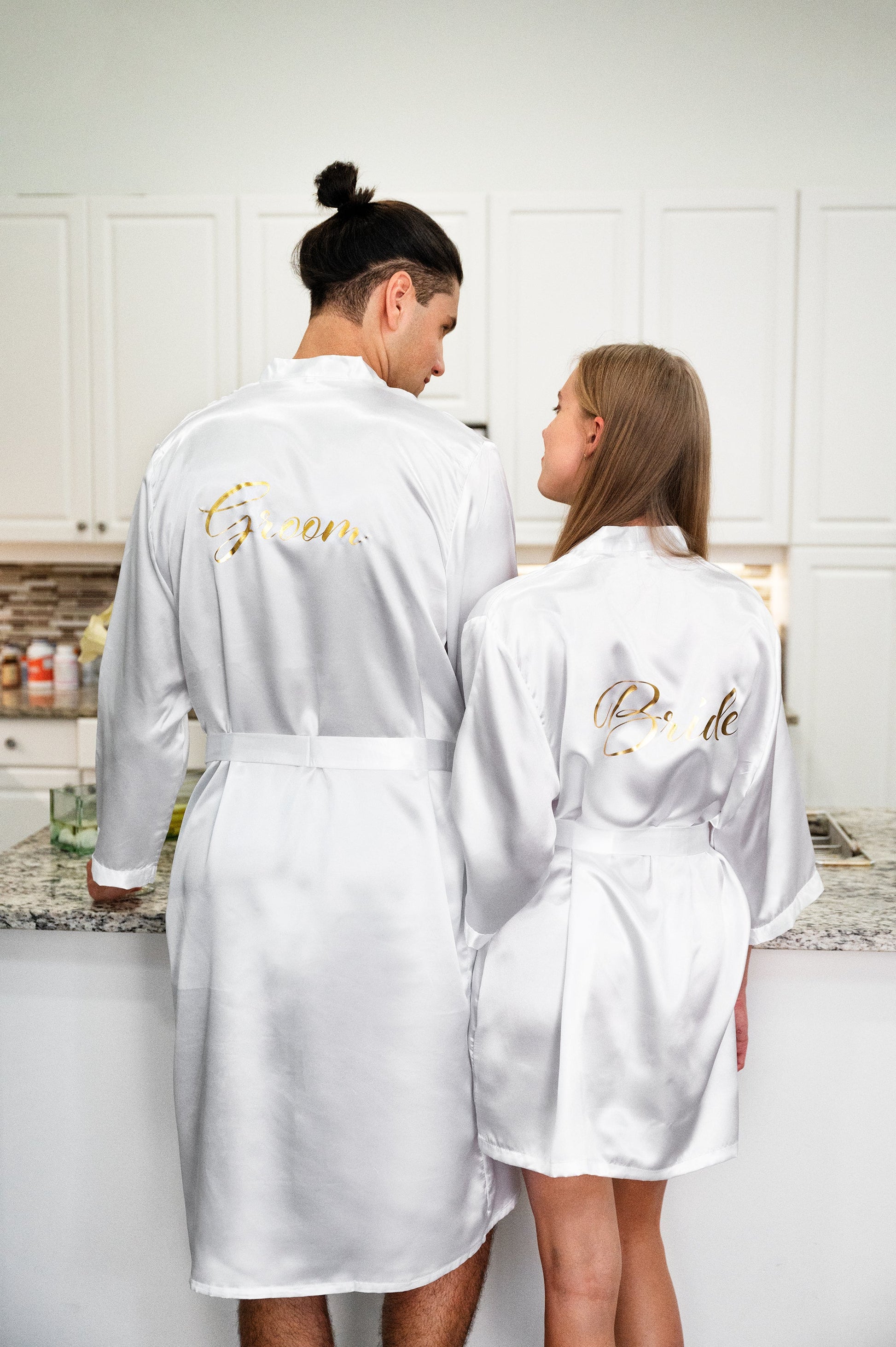 Satin Matching Men's and Women's Robes Set - S / Grey