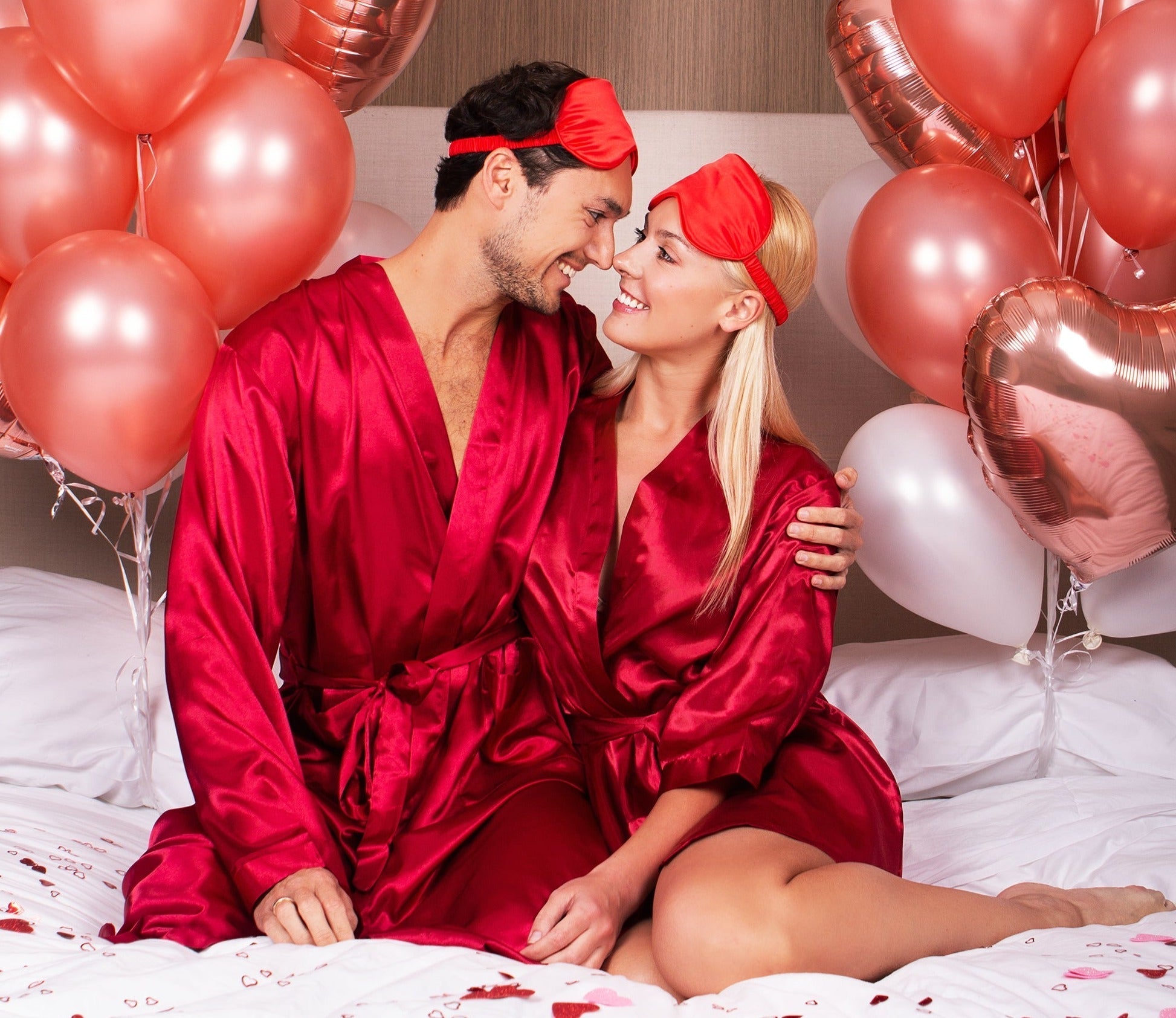 Mr and Mrs Groom and Bride His and Hers Satin Robes Valentines