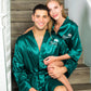 Matching Satin Robes Groom and Bride - Women / S/M / Green -
