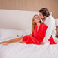 Customized Cozy Terry Bathrobes for Couple - S / Red - 