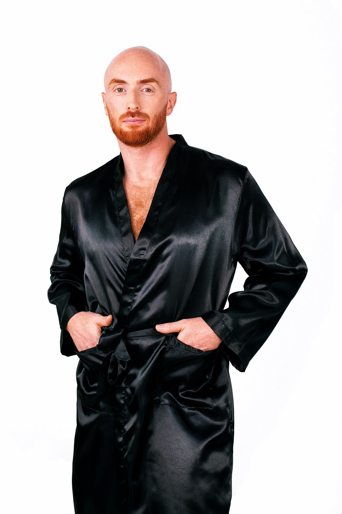 Fakum Robe Black Silk Robe Men