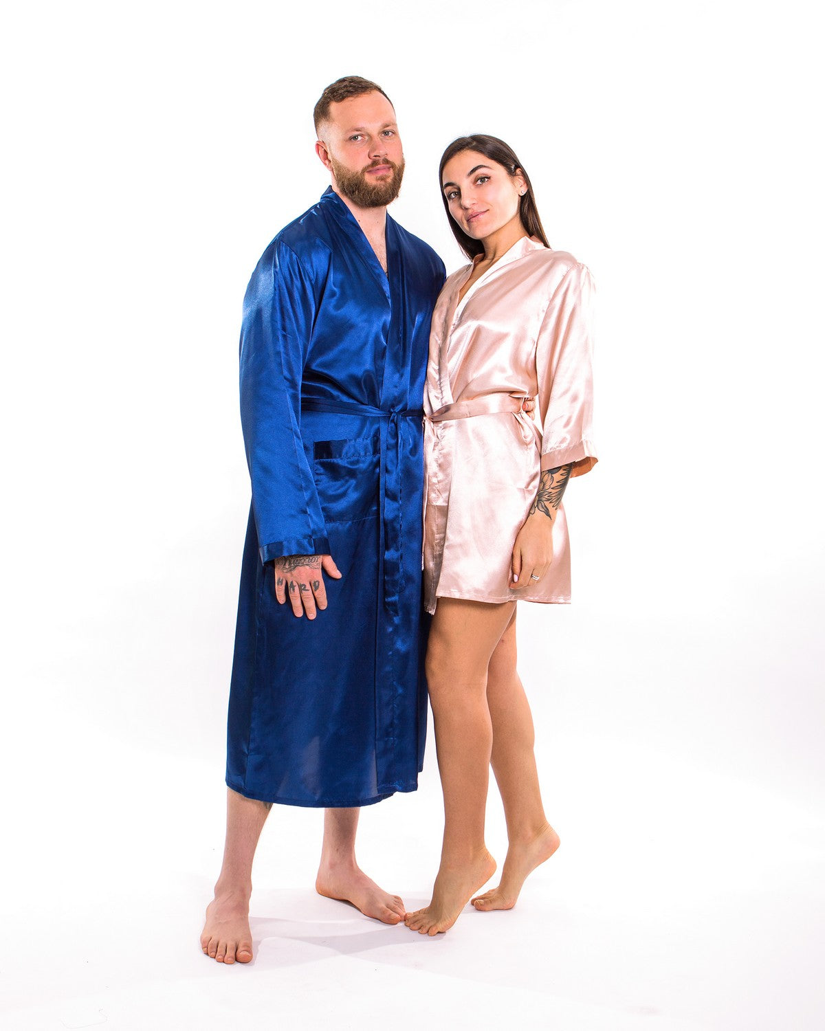 Mens Satin Silk Luxury Pajamas Kimono Bathrobe Robe Dressing Gown