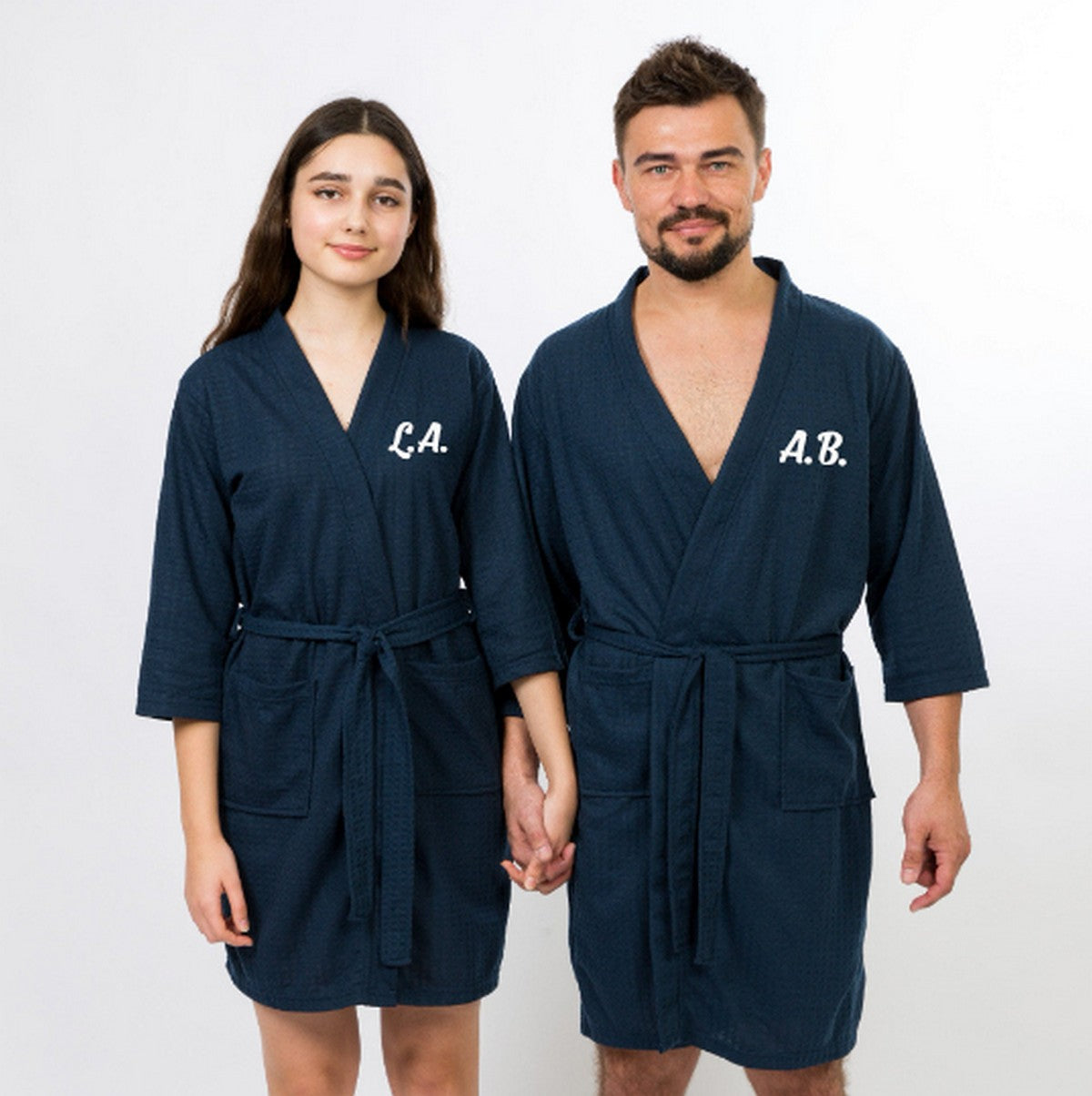Customized Waffle Knit Robes for Couple - couple custom 