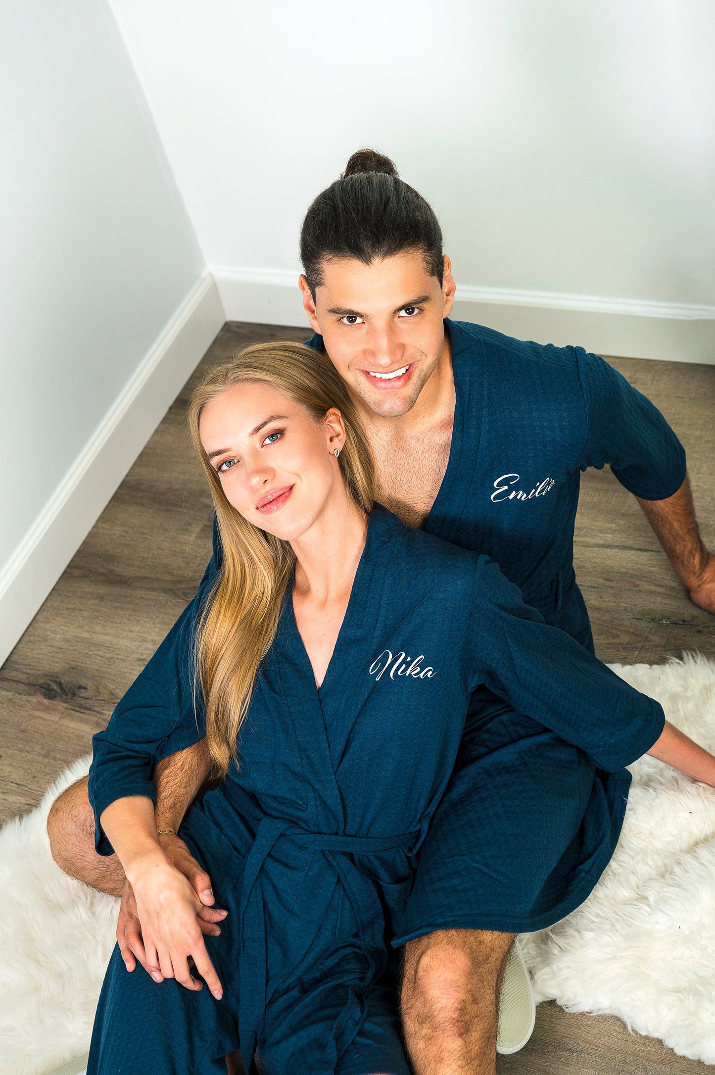 Customized Waffle Knit Robes for Couple - custom bathrobes