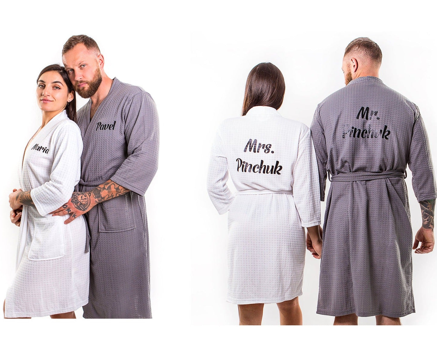 Customized Waffle Knit Robes for Couple - custom bathrobes