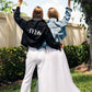 Denim Custom Mr and Mrs Couple Jackets with buttons on the 