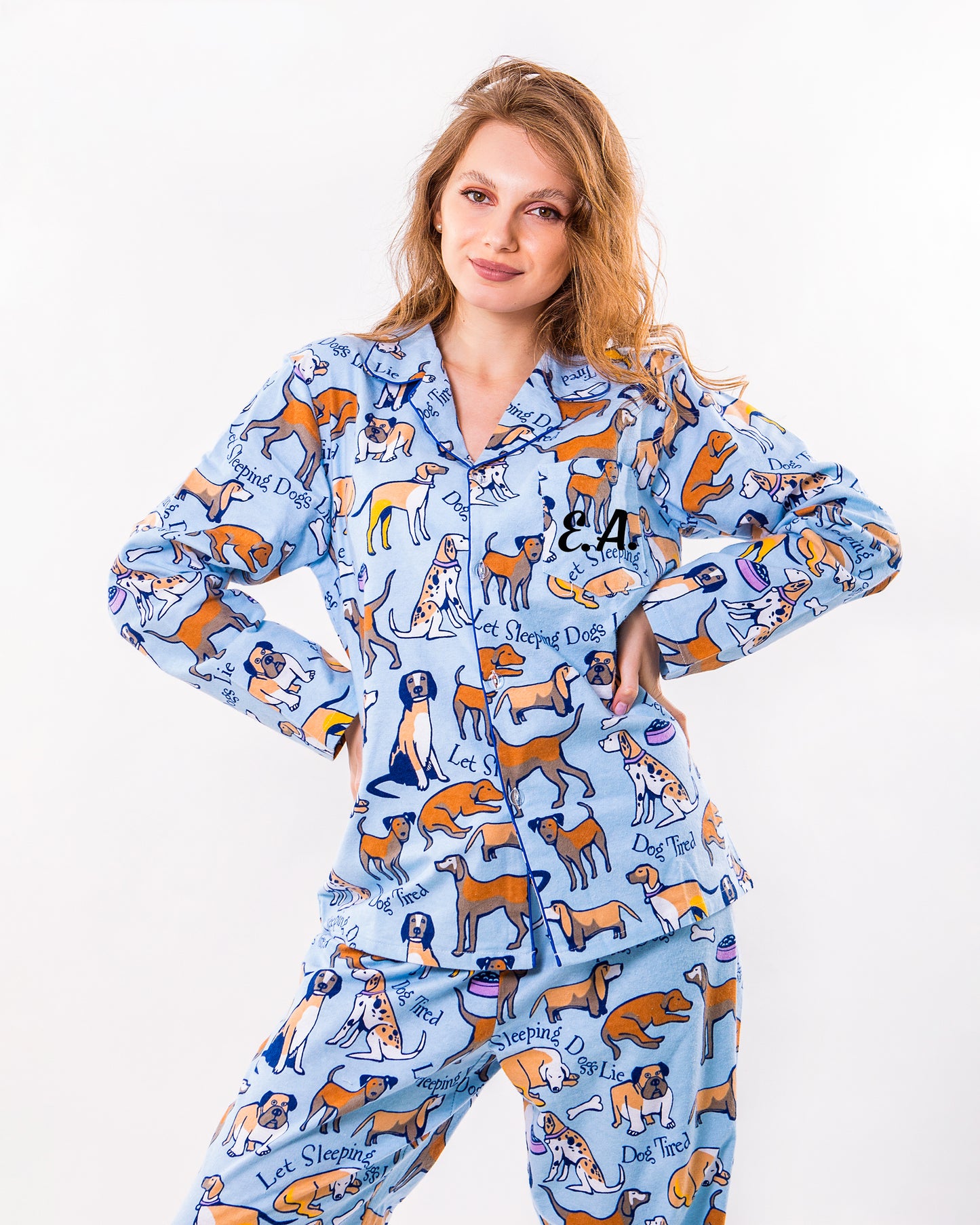Dogs Print Cotton Pajama Set