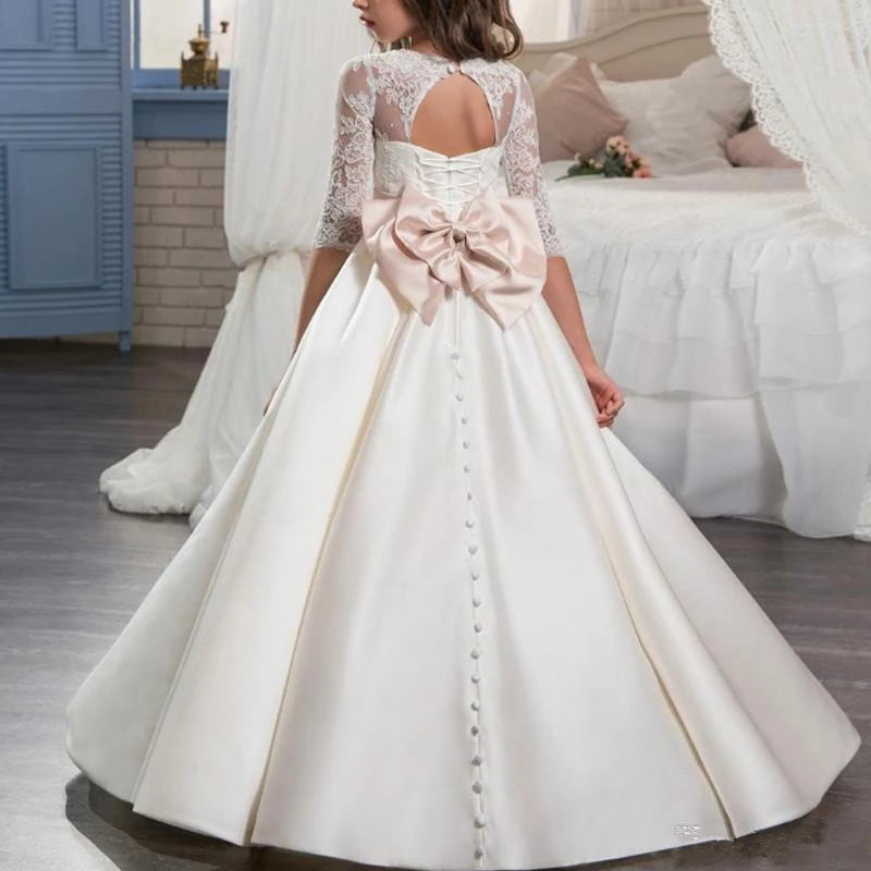 Flower Girls Dress With Bow Elegant First Holy Communion Sunny Boutique Miami Flower Girls Dress With Bow Elegant First Holy Communion Sunny Boutique Miami