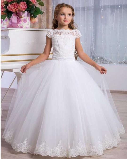 Lace Off Shoulders Flower Girl Dress Birthday Princess