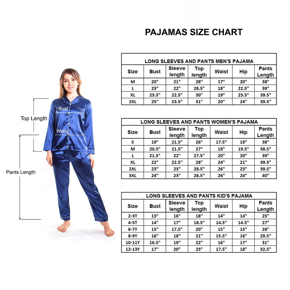 Family Matching Satin Xmas Pajamas Long Sleeves + Pants – Sunny ...