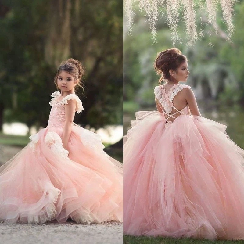 Blush Pink Flower Girl Dress | Princess dress kids, Girls pageant dresses, Girls  frock design