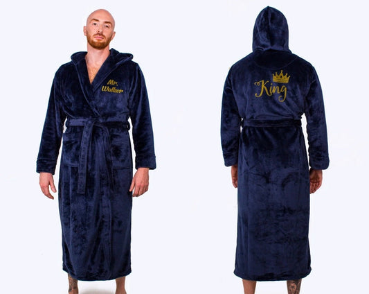 Groom Custom Hooded Long Bathrobes - custom bathrobes
