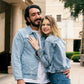Just Married Custom Denim Jackets for Couple - pearls jacket