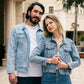 Just Married Custom Denim Jackets for Couple - pearls jacket