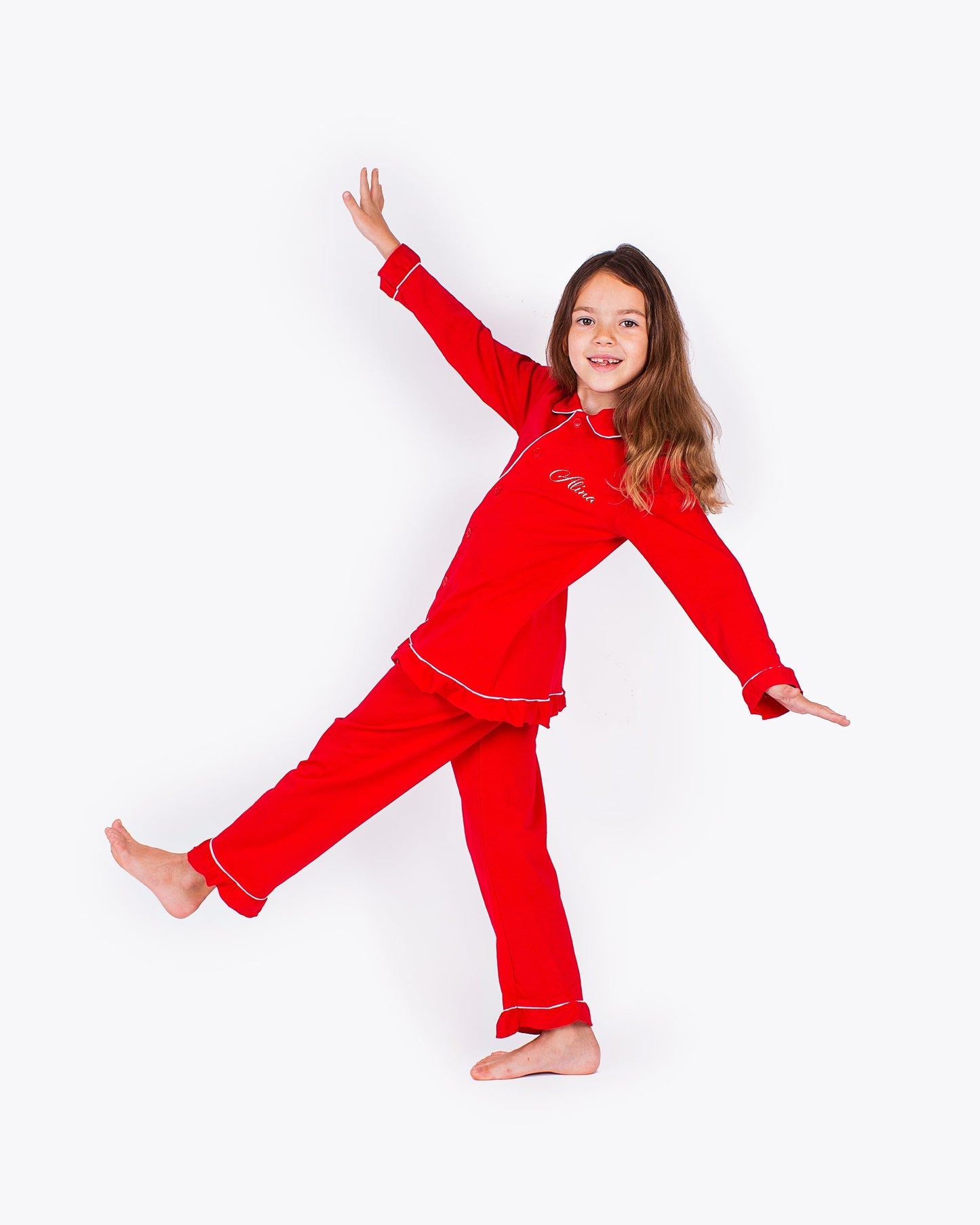 Custom Kids Cotton Christmas Ruffle Pajamas - Kids Pajamas