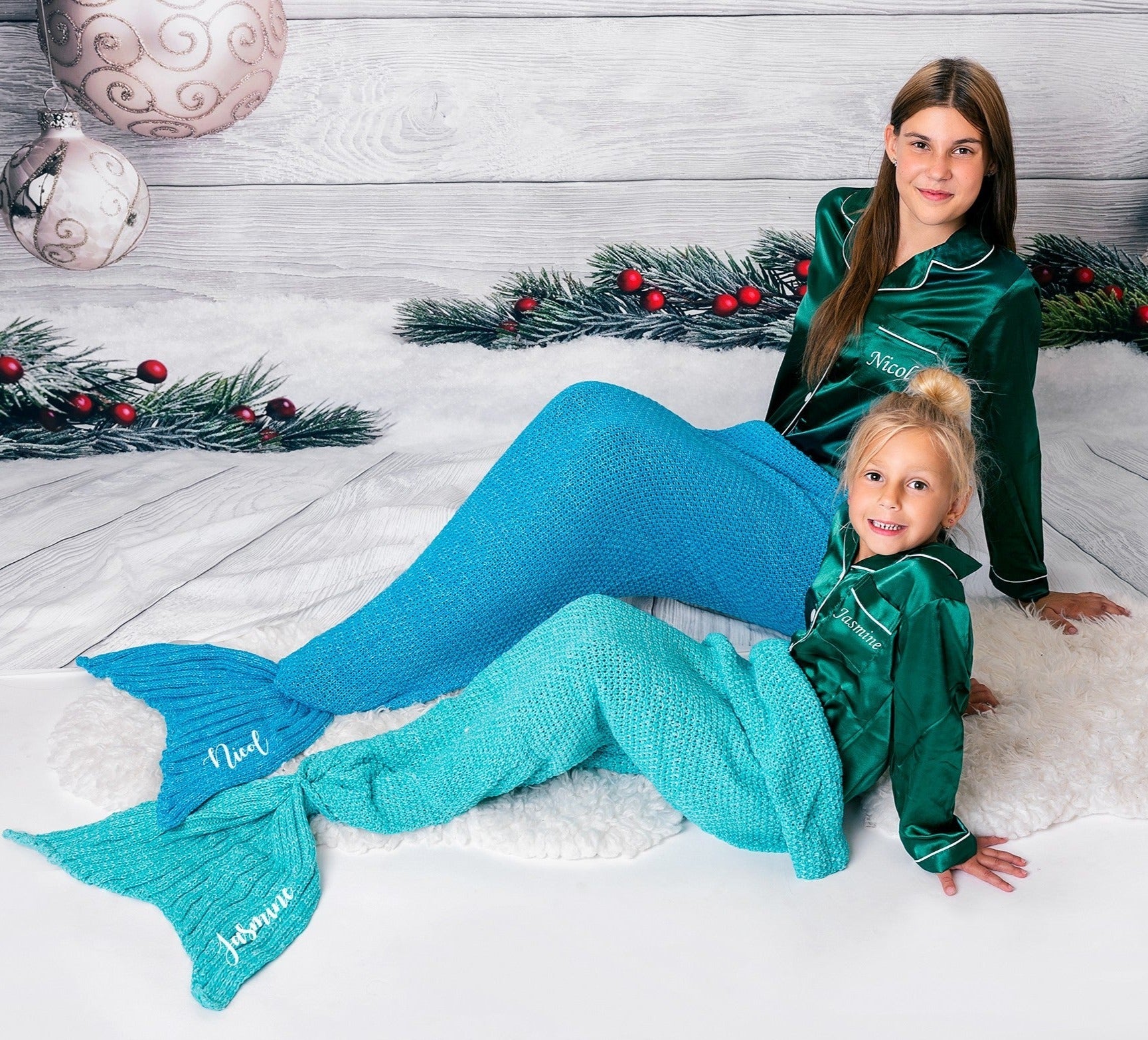 Kids Mermaid Tail Blanket - One Size / Green - Kids clothes